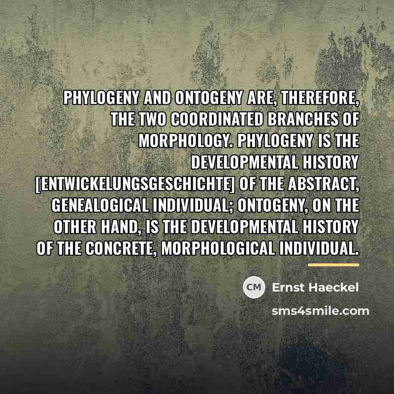 “Phylogeny and ontogeny are, therefore, the two coordinated branches of…” quote by Ernst Haeckel