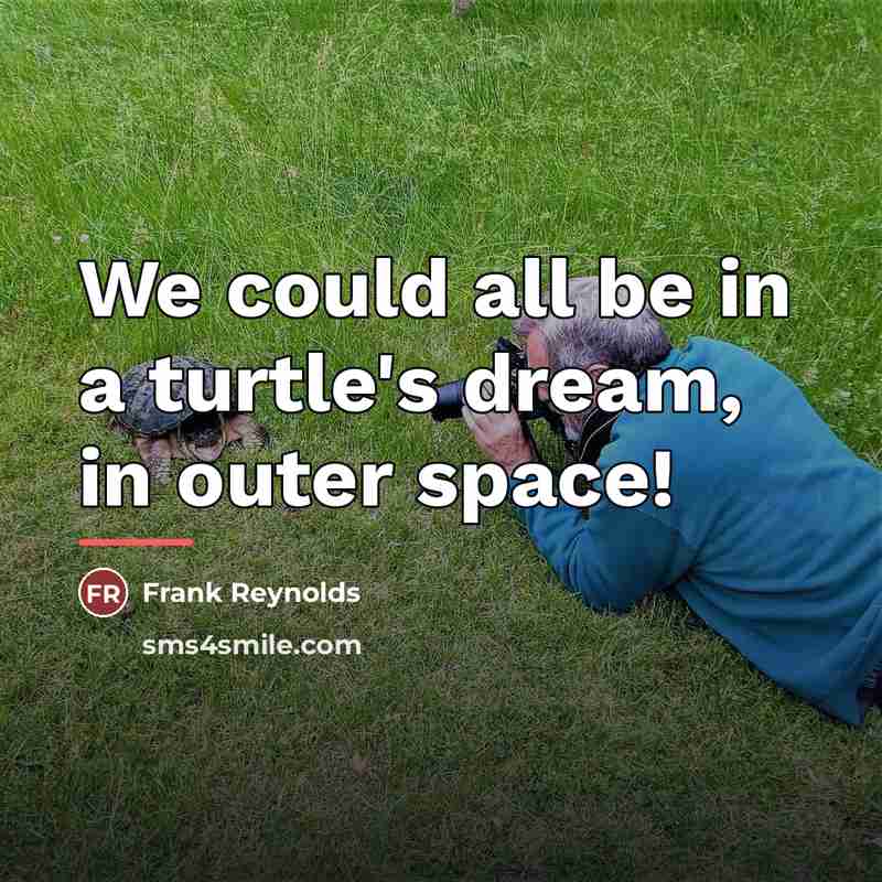 “We could all be in a turtle's dream, in outer…” quote by Frank Reynolds