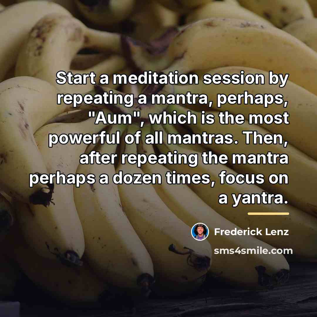 “Start a meditation session by repeating a mantra, perhaps, "Aum",…” quote by Frederick Lenz