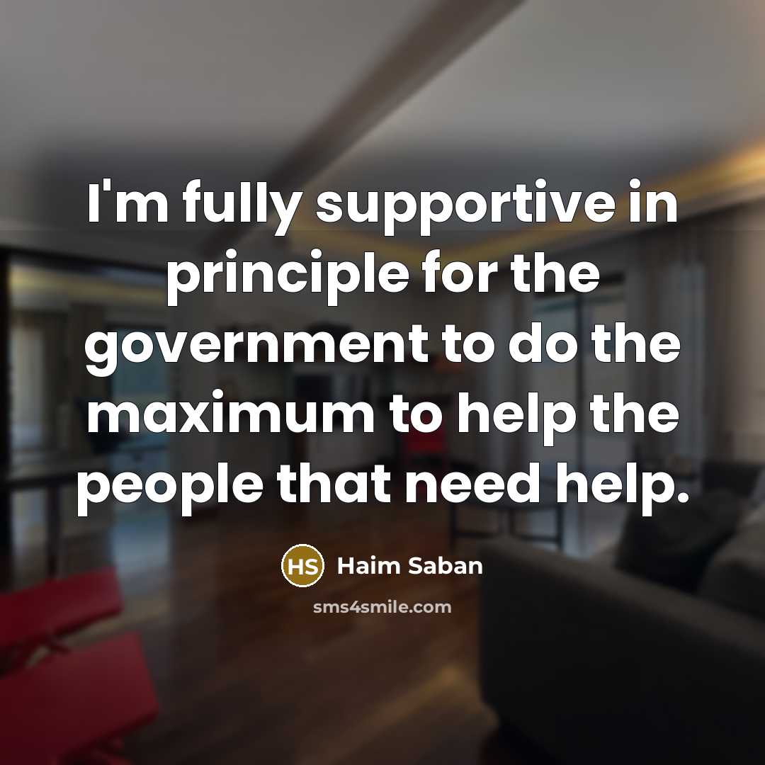 “I'm fully supportive in principle for the government to do…” quote by Haim Saban