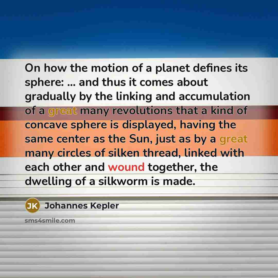 “On how the motion of a planet defines its sphere:…” quote by Johannes Kepler