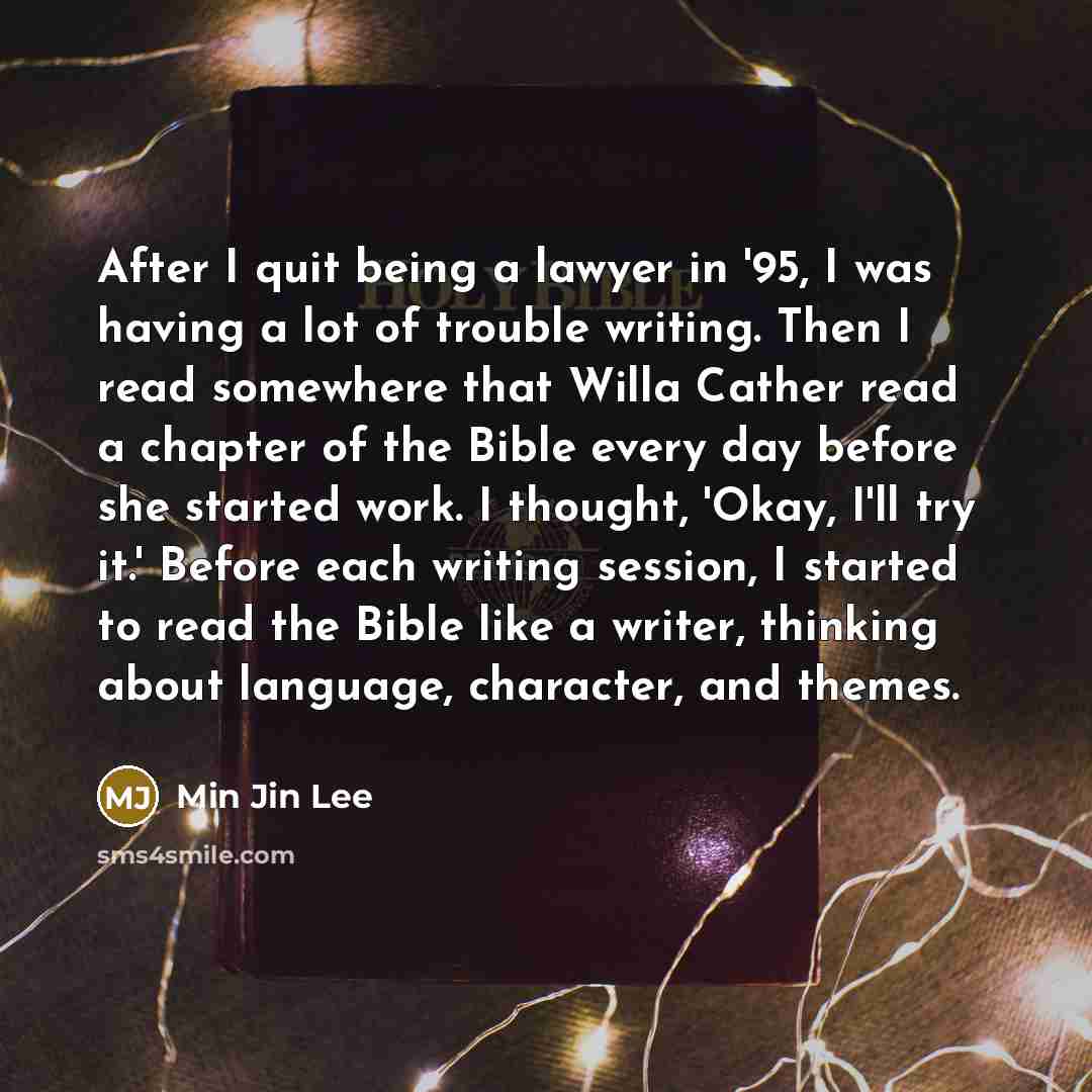 “After I quit being a lawyer in '95, I was…” quote by Min Jin Lee
