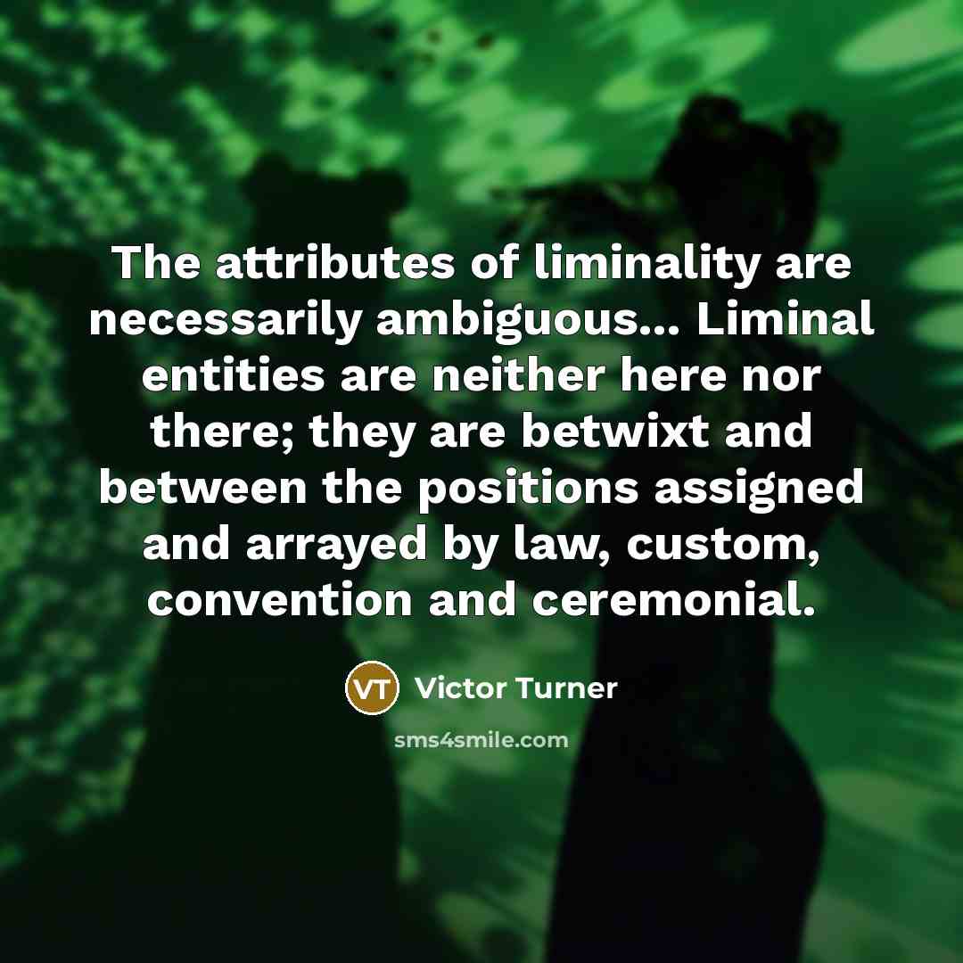“The attributes of liminality are necessarily ambiguous... Liminal entities are…” quote by Victor Turner