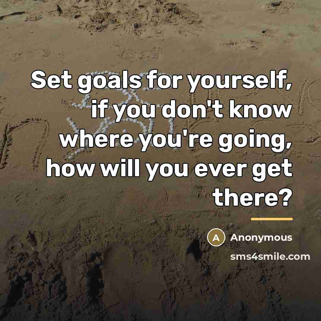 “Set goals for yourself, if you don't know where you're…” quote by Anonymous