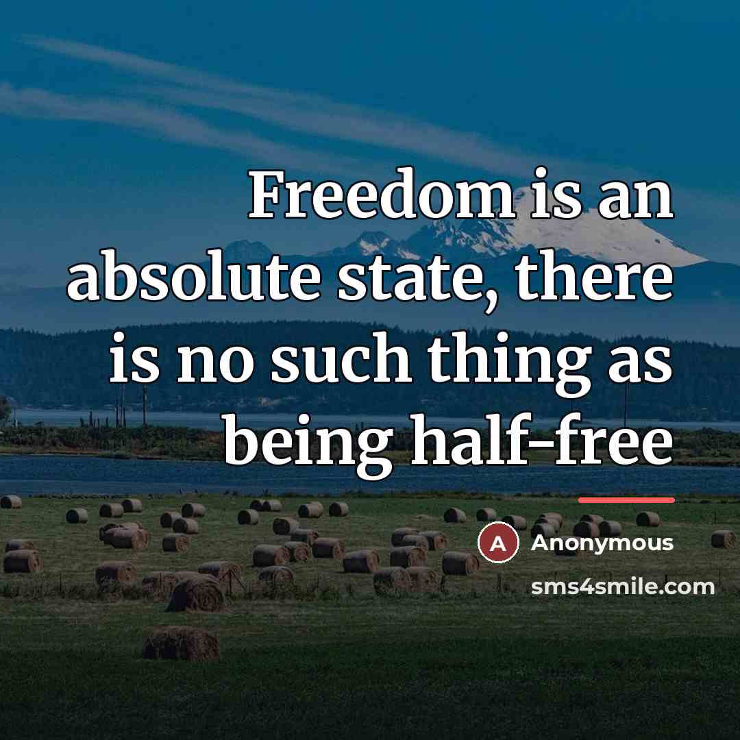“Freedom is an absolute state, there is no such thing…” quote by Anonymous