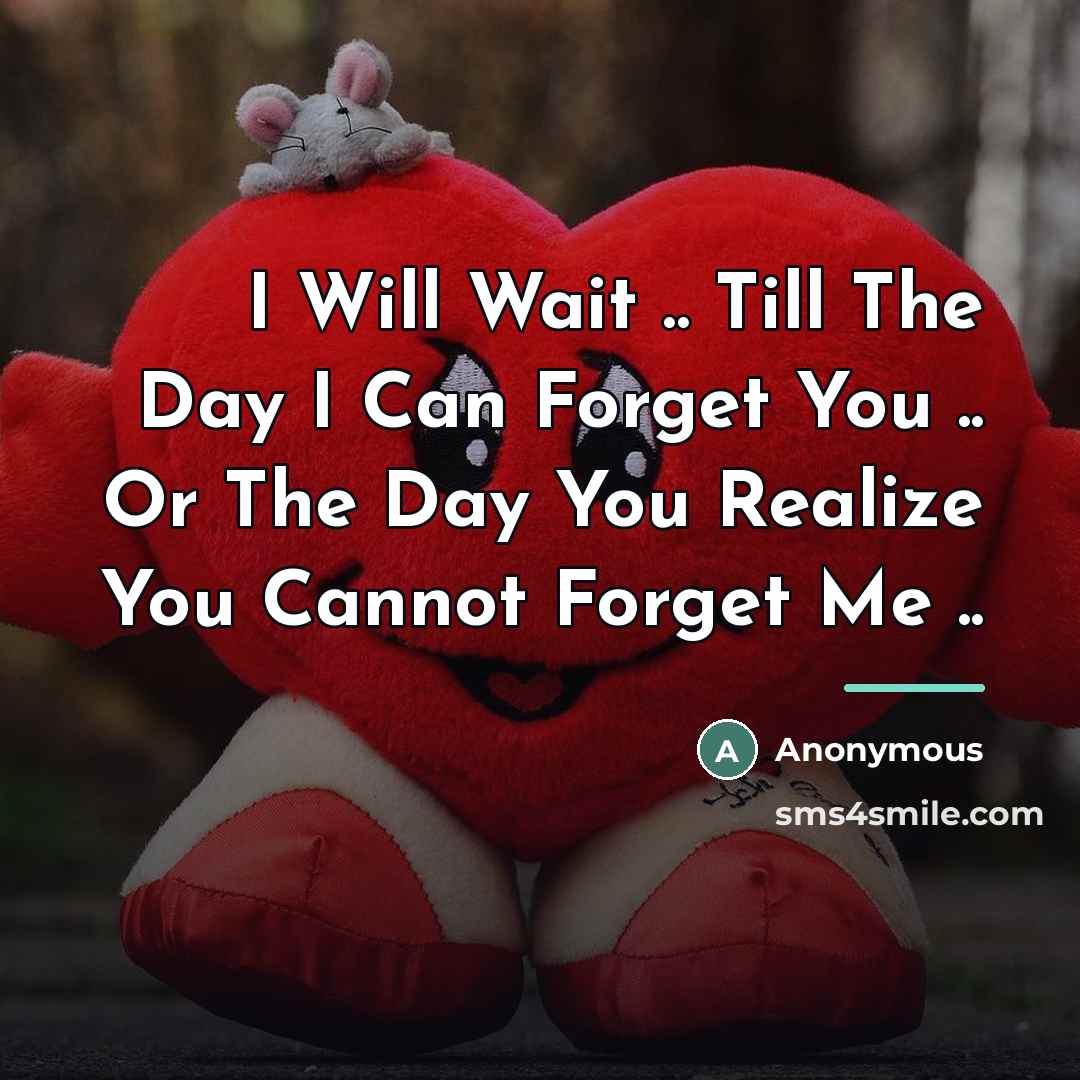 “I Will Wait .. Till The Day I Can Forget…” quote by Anonymous