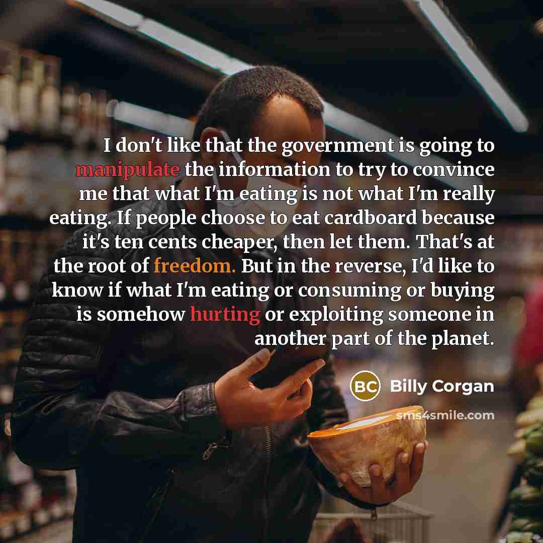 “I don't like that the government is going to manipulate…” quote by Billy Corgan