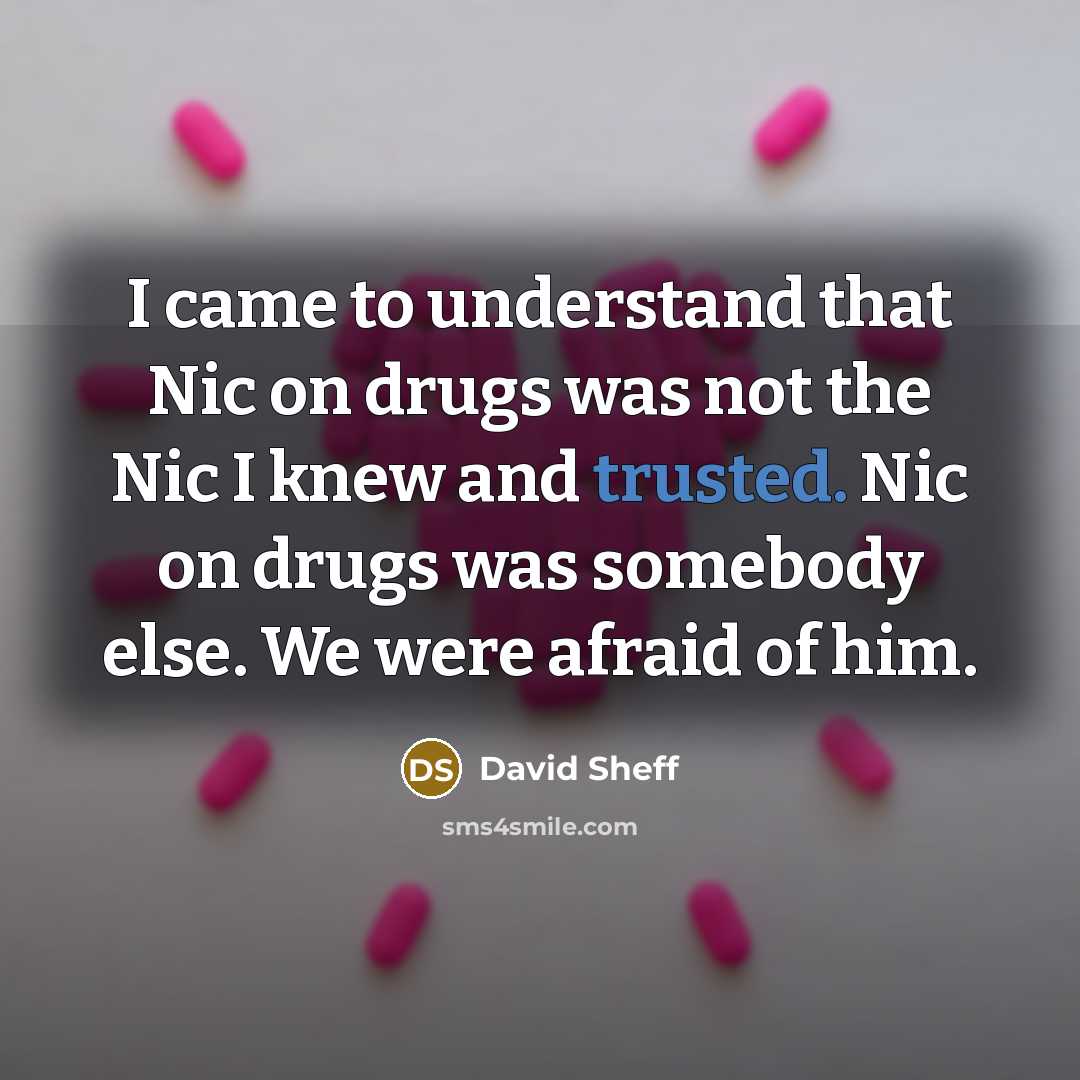 “I came to understand that Nic on drugs was not…” quote by David Sheff
