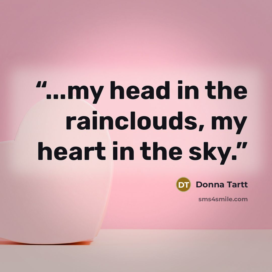 “...my head in the rainclouds, my heart in the sky.” quote by Donna Tartt