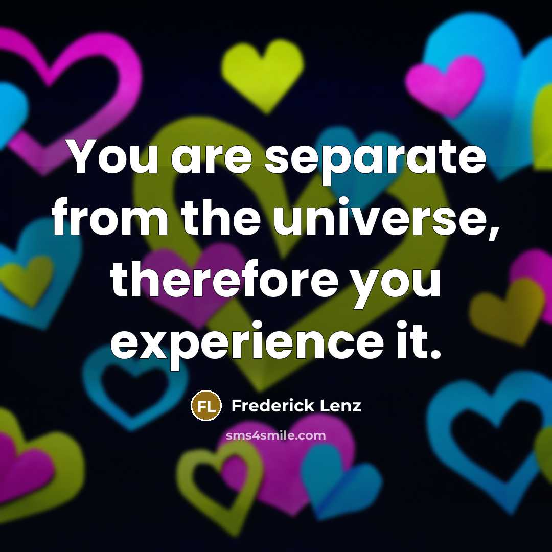 “You are separate from the universe, therefore you experience it.” quote by Frederick Lenz