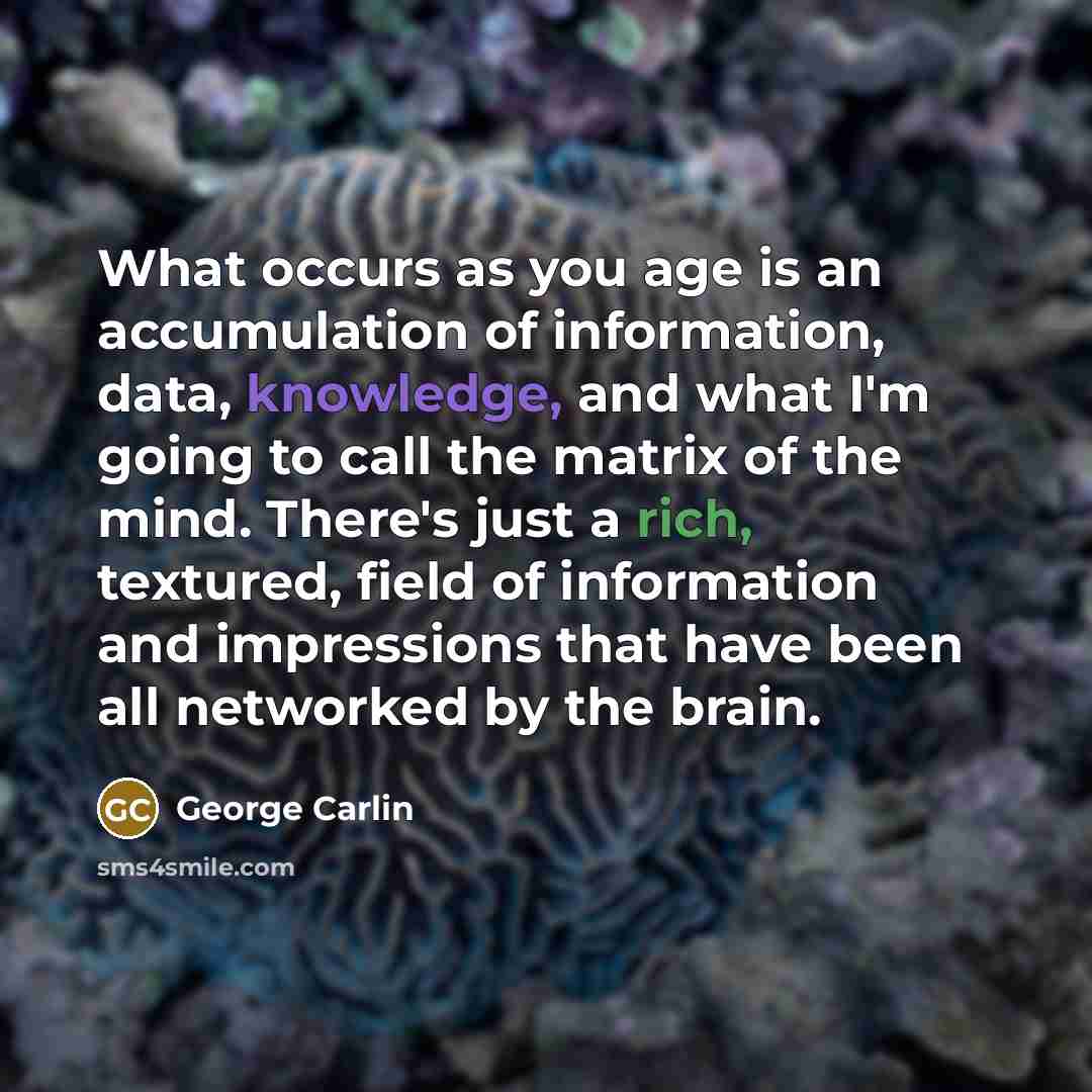 “What occurs as you age is an accumulation of information,…” quote by George Carlin
