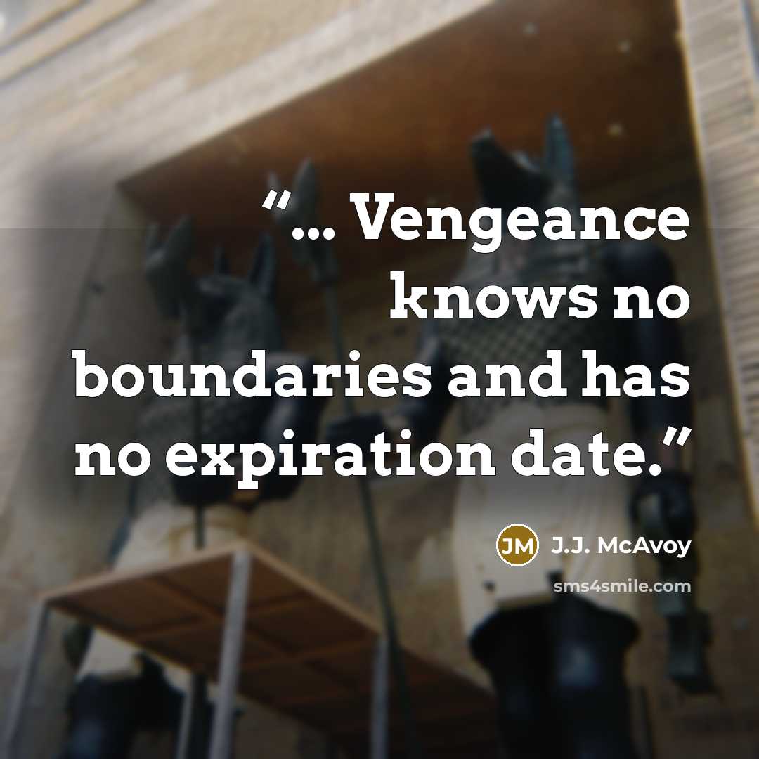 “... Vengeance knows no boundaries and has no expiration date.” quote by J.J. McAvoy
