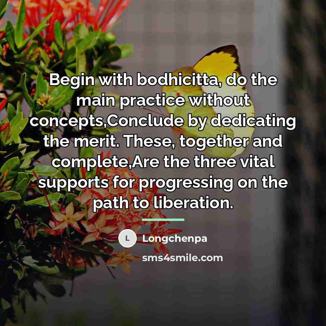 “Begin with bodhicitta, do the main practice without concepts,Conclude by…” quote by Longchenpa
