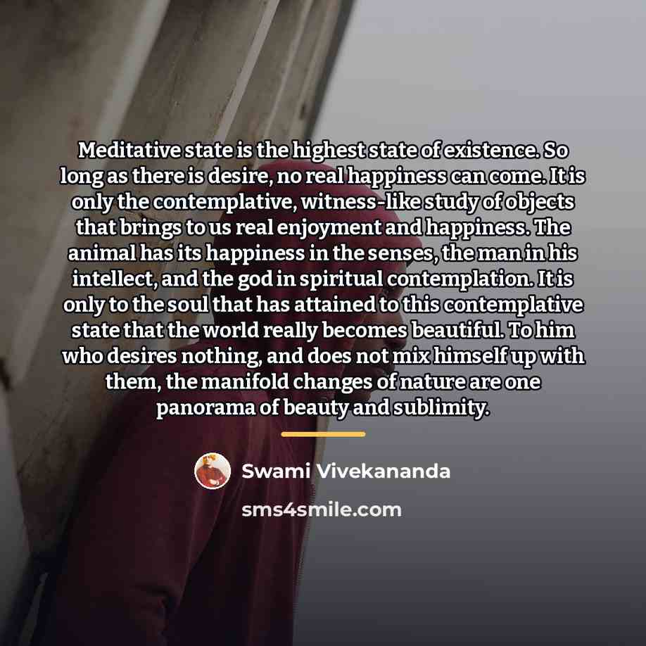 “Meditative state is the highest state of existence. So long…” quote by Swami Vivekananda