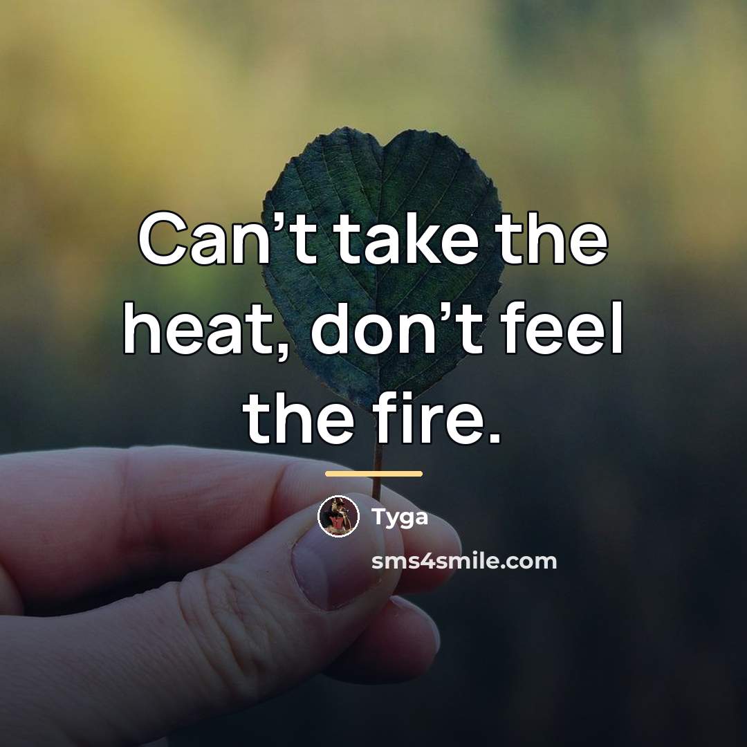“Can't take the heat, don't feel the fire.…” quote by Tyga