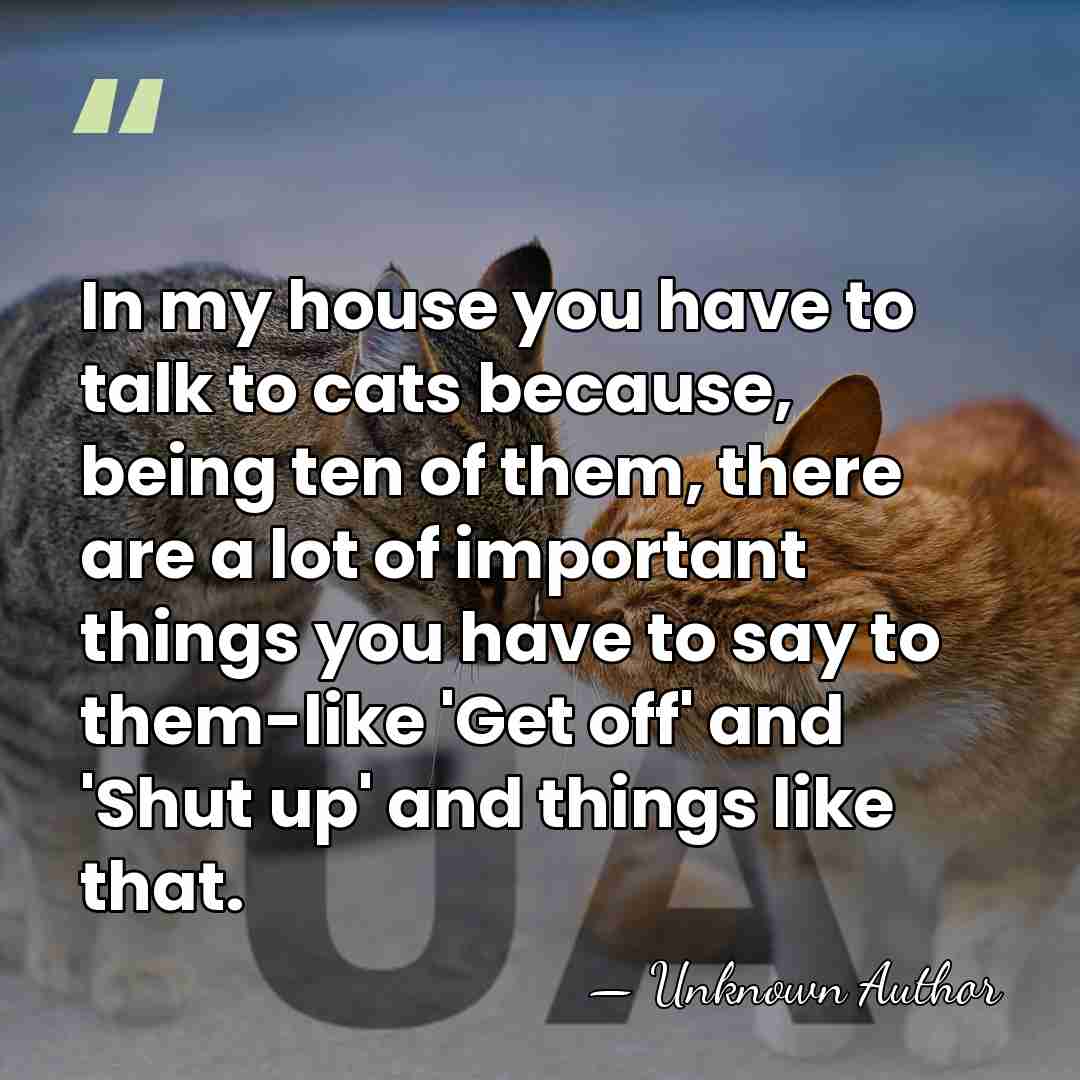 In my house you have to talk to cats because, being ten&hellip; - Unknown Author