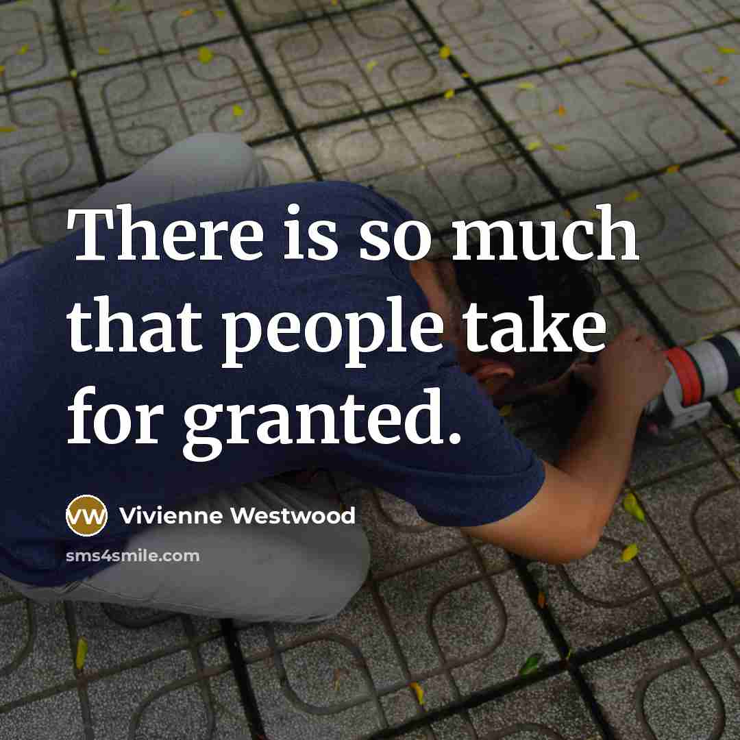 “There is so much that people take for granted.…” quote by Vivienne Westwood