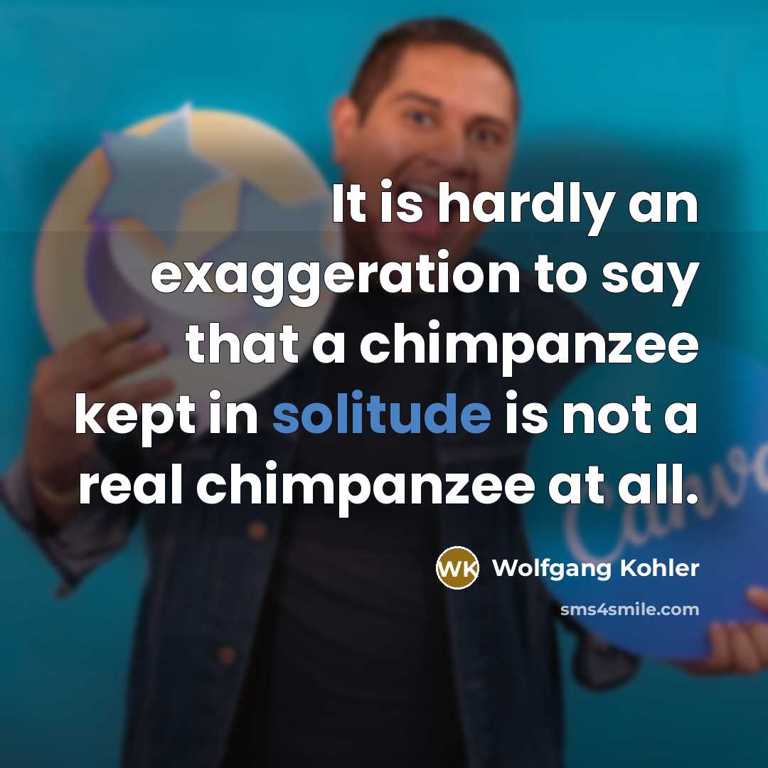 “It is hardly an exaggeration to say that a chimpanzee…” quote by Wolfgang Kohler
