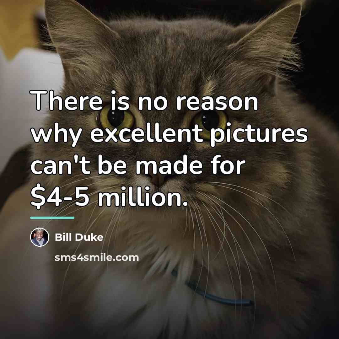 “There is no reason why excellent pictures can't be made…” quote by Bill Duke