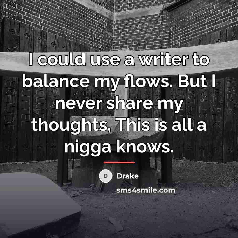 “I could use a writer to balance my flows. But…” quote by Drake