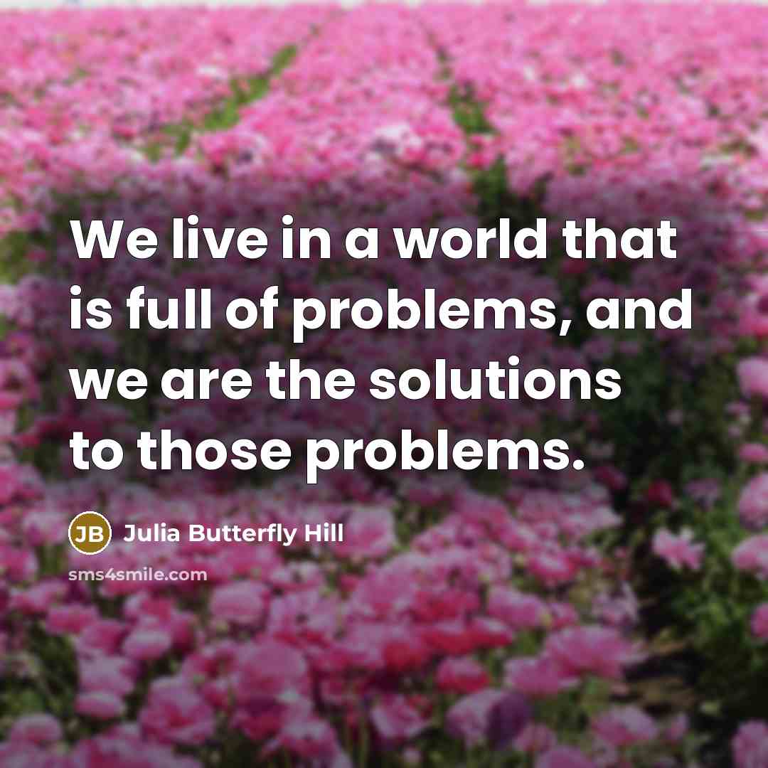 “We live in a world that is full of problems,…” quote by Julia Butterfly Hill