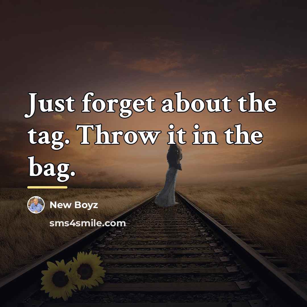 “Just forget about the tag. Throw it in the bag.…” quote by New Boyz