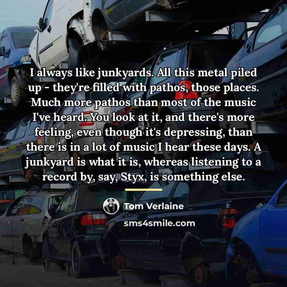 “I always like junkyards. All this metal piled up -…” quote by Tom Verlaine