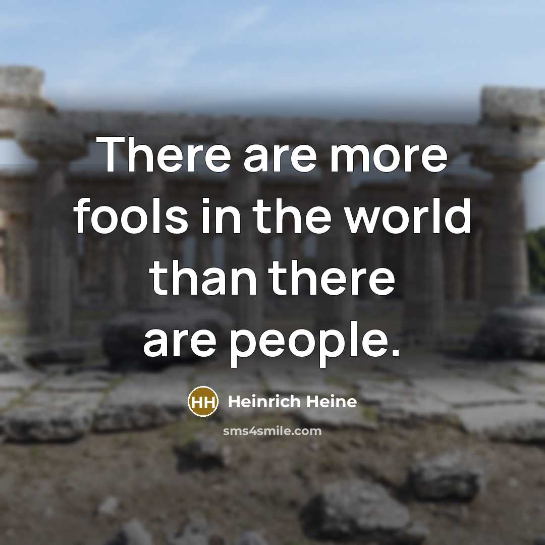 “There are more fools in the world than there are…” quote by Heinrich Heine