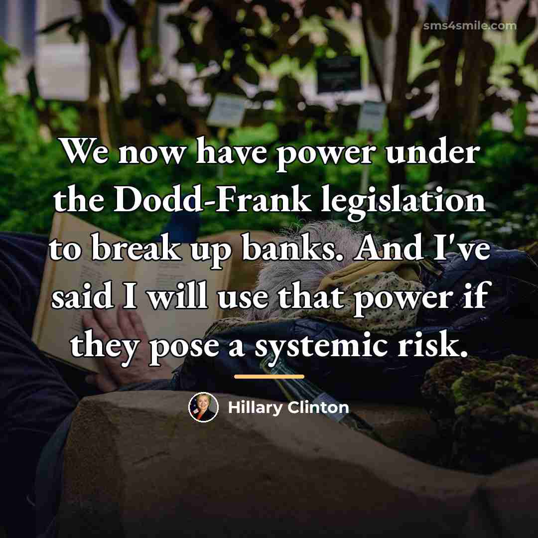 “We now have power under the Dodd-Frank legislation to break…” quote by Hillary Clinton