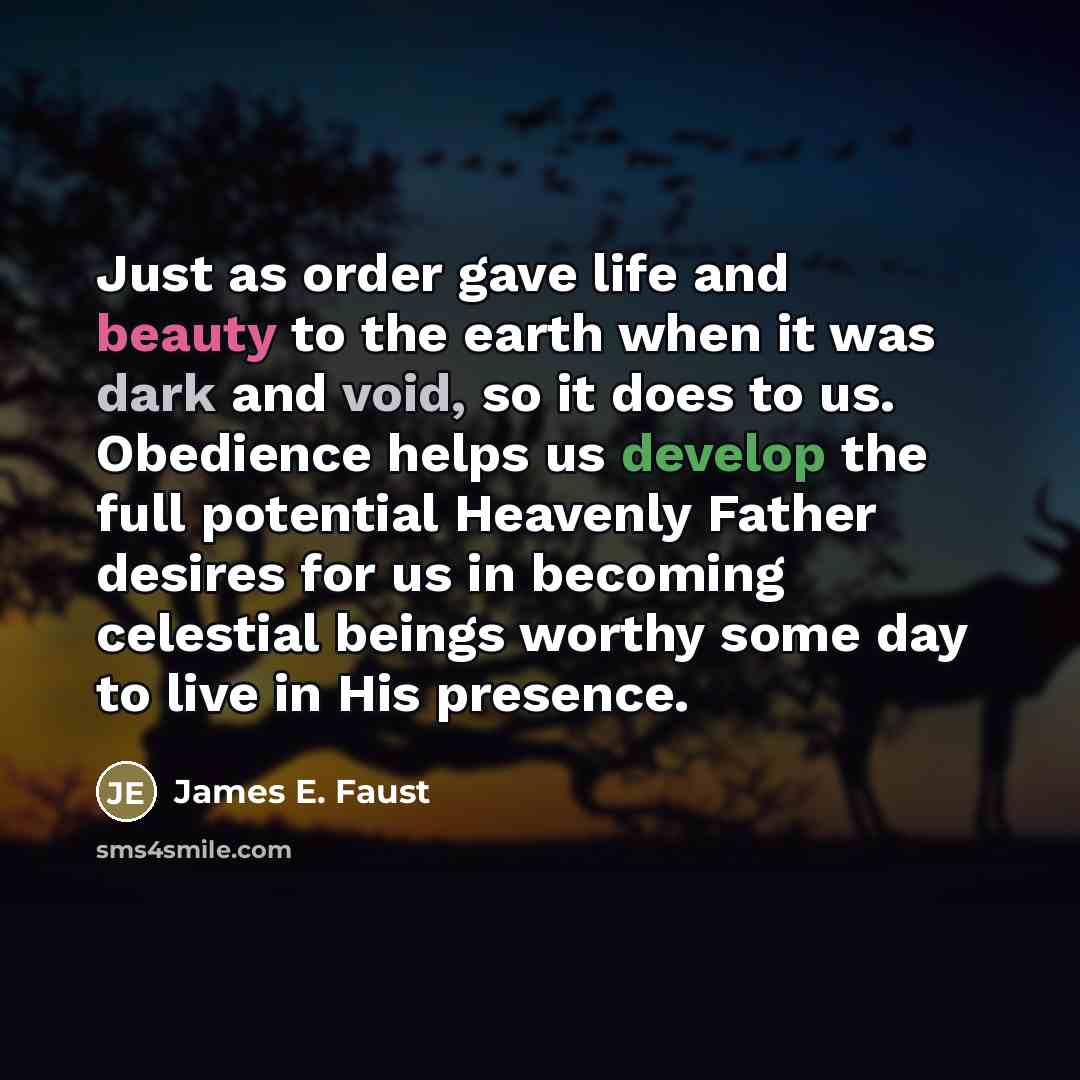 “Just as order gave life and beauty to the earth…” quote by James E. Faust