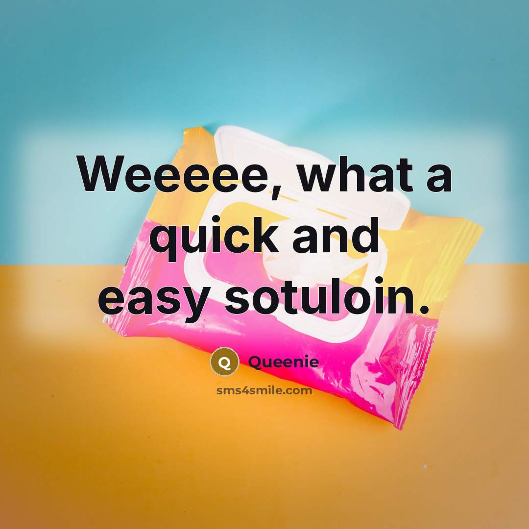 “Weeeee, what a quick and easy sotuloin.” quote by Queenie