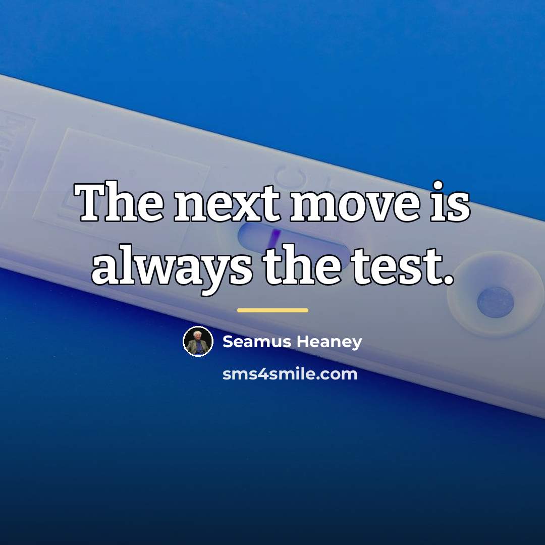 “The next move is always the test.…” quote by Seamus Heaney