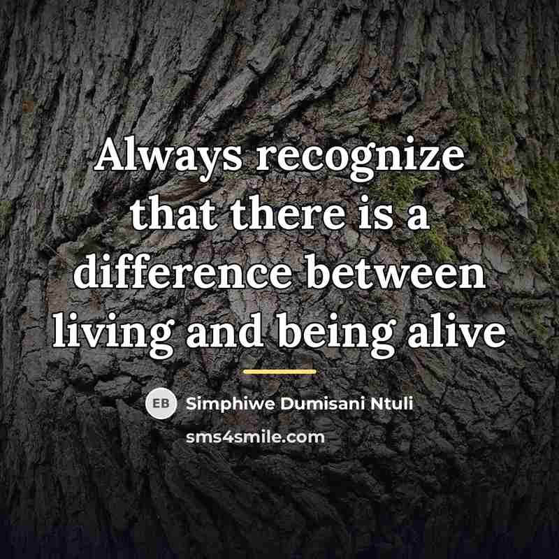 “Always recognize that there is a difference between living and…” quote by Simphiwe Dumisani Ntuli