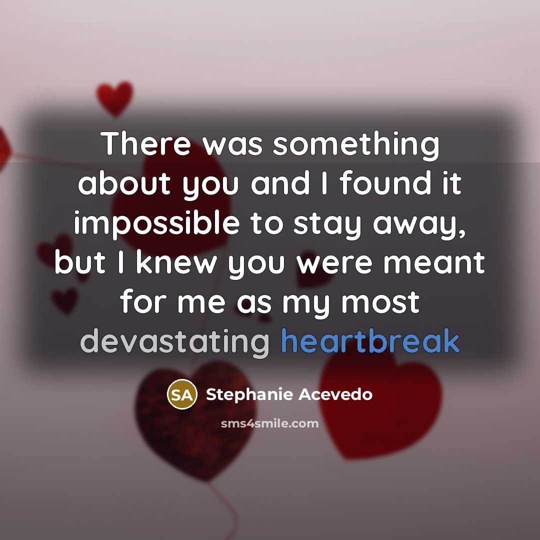 “There was something about you and I found it impossible…” quote by Stephanie Acevedo