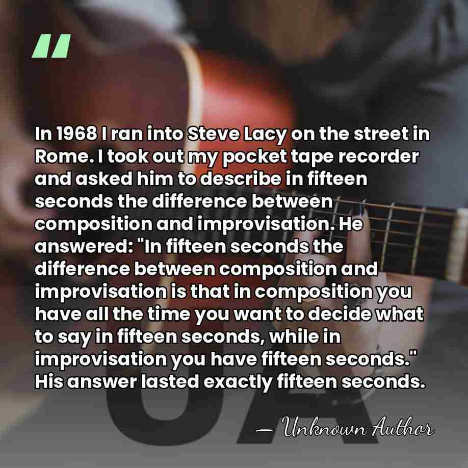 In 1968 I ran into Steve Lacy on the street in Rome.&hellip; - Unknown Author