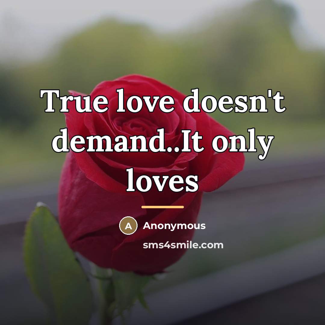 “True love doesn't demand..It only loves…” quote by Anonymous