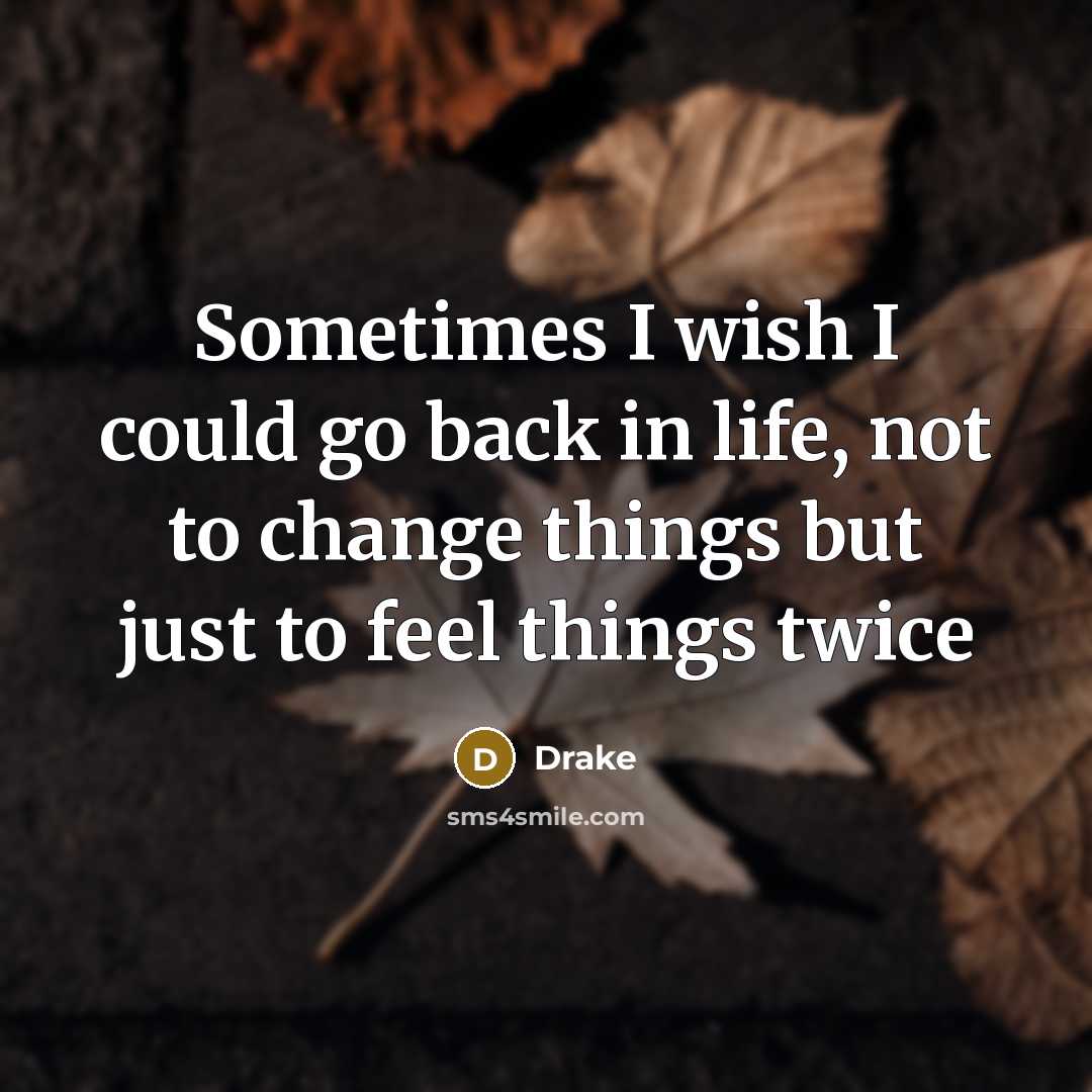“Sometimes I wish I could go back in life, not…” quote by Drake