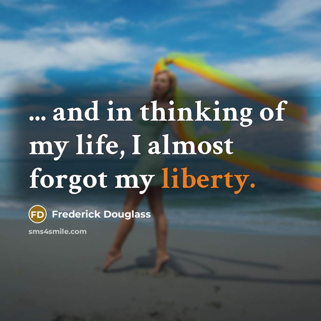 “... and in thinking of my life, I almost forgot my liberty.” quote by Frederick Douglass
