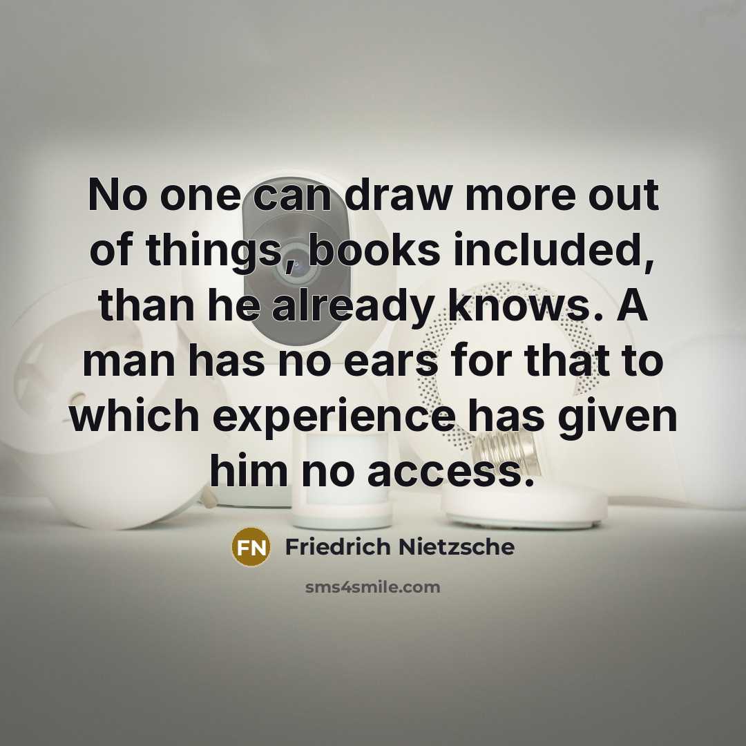 “No one can draw more out of things, books included,…” quote by Friedrich Nietzsche