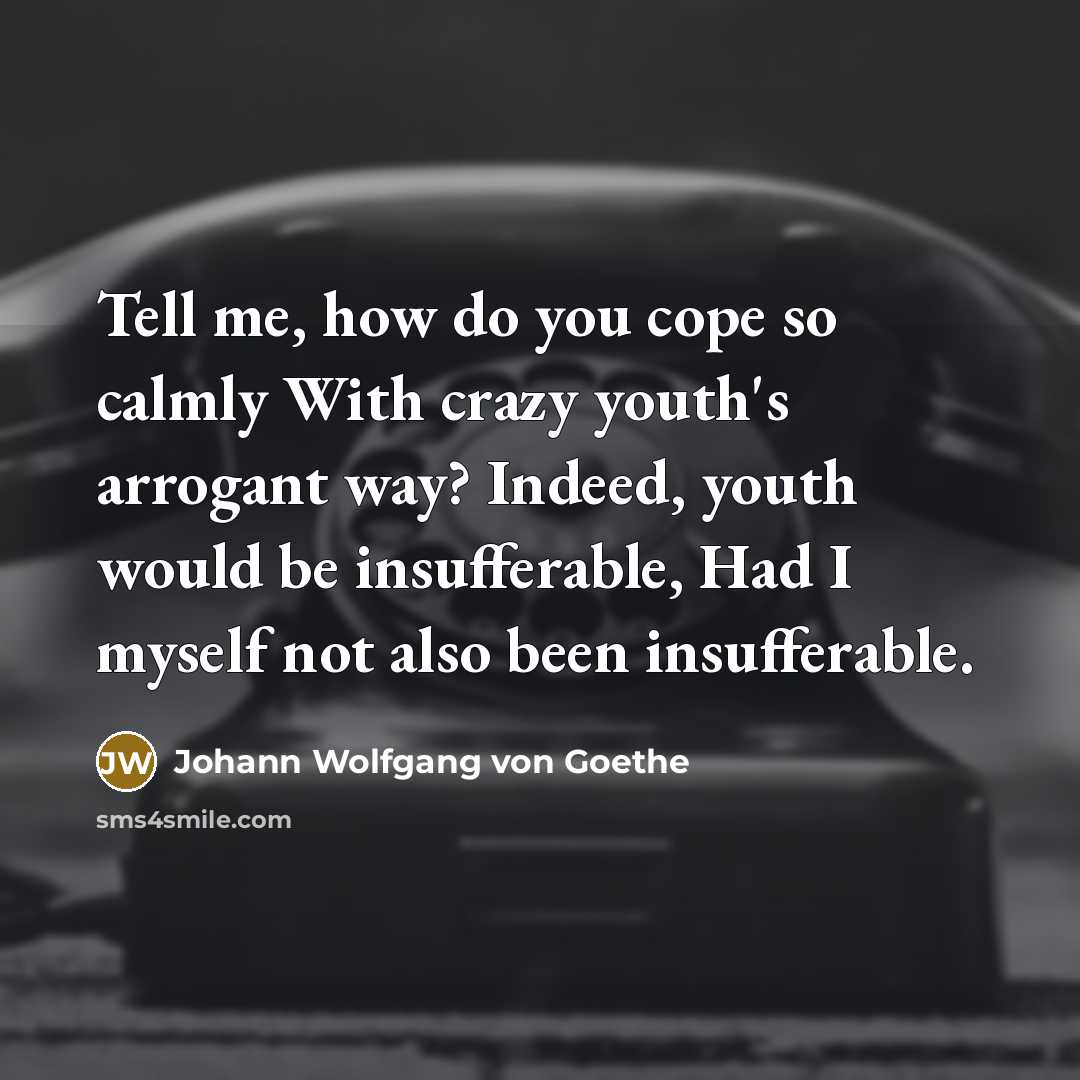 “Tell me, how do you cope so calmly With crazy…” quote by Johann Wolfgang von Goethe