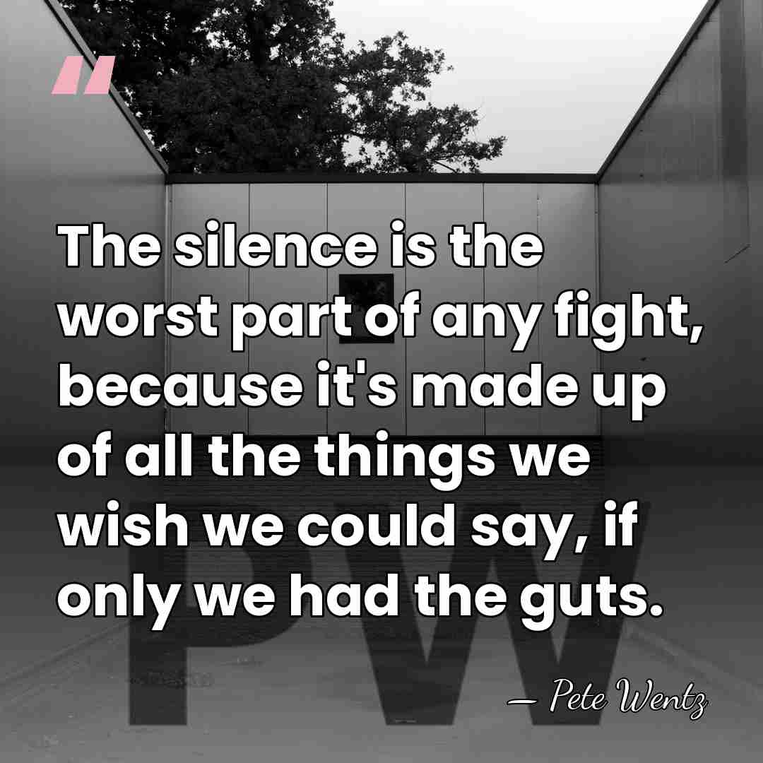 The silence is the worst part of any fight, because it's made&hellip; - Pete Wentz
