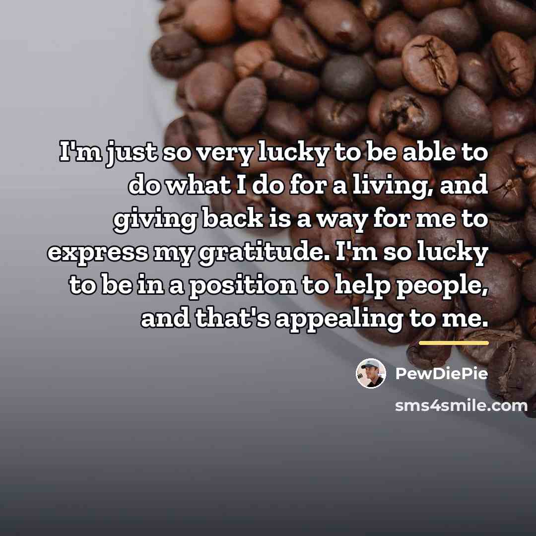 “I'm just so very lucky to be able to do…” quote by PewDiePie