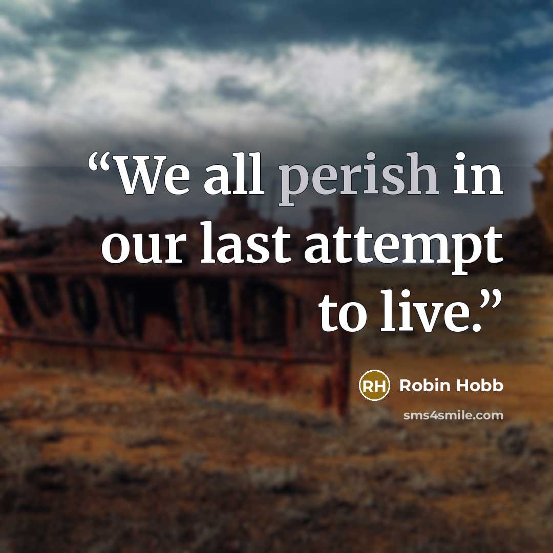 “We all perish in our last attempt to live.” quote by Robin Hobb