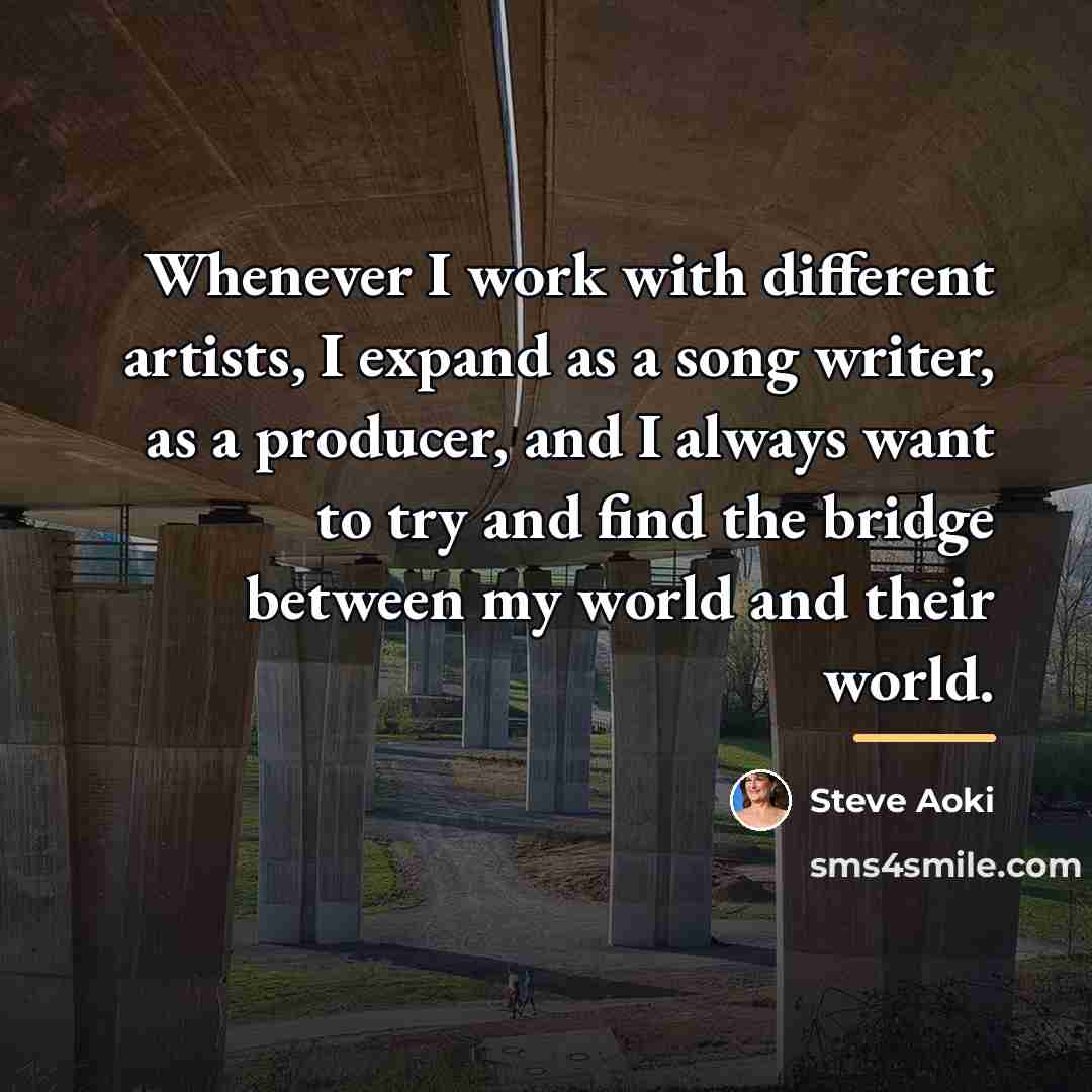 “Whenever I work with different artists, I expand as a…” quote by Steve Aoki