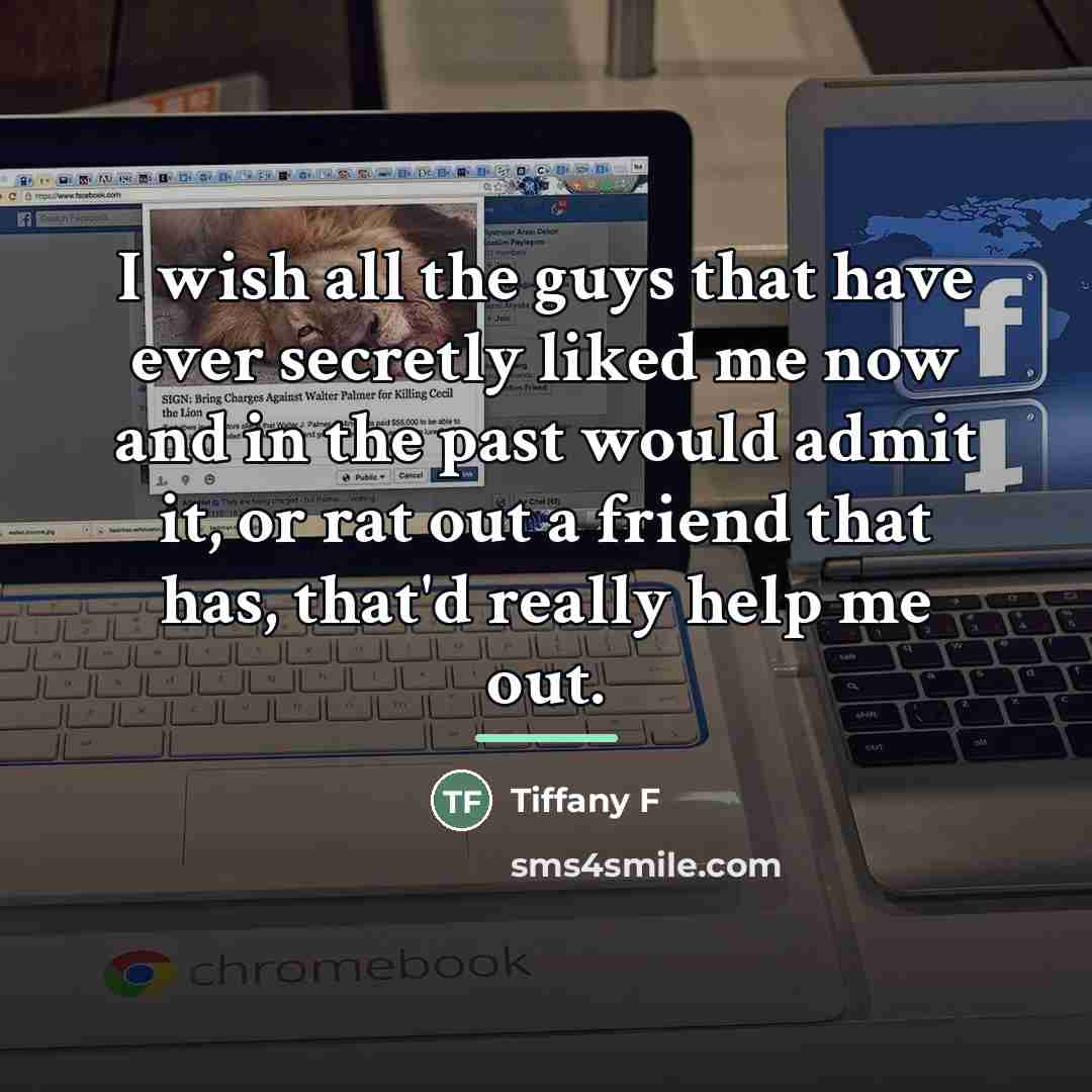 “I wish all the guys that have ever secretly liked…” quote by Tiffany F