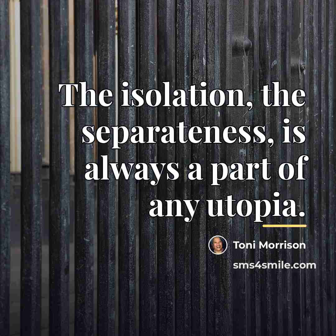 “The isolation, the separateness, is always a part of any…” quote by Toni Morrison