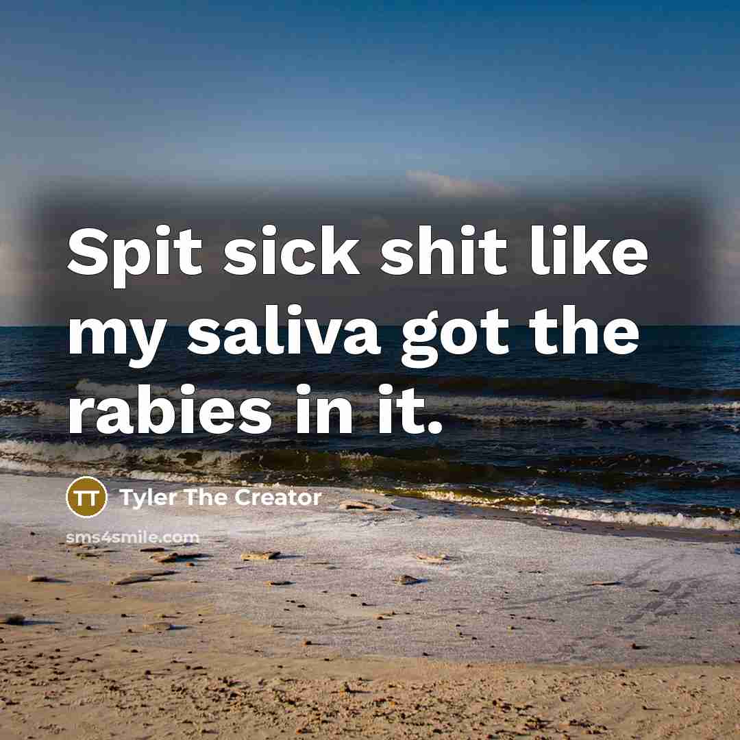 “Spit sick shit like my saliva got the rabies in…” quote by Tyler The Creator