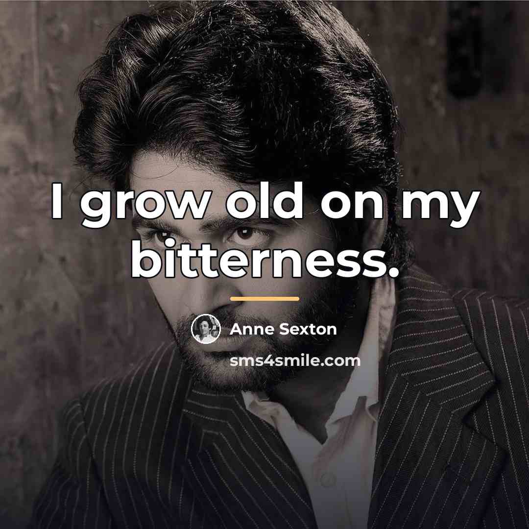 “I grow old on my bitterness.…” quote by Anne Sexton