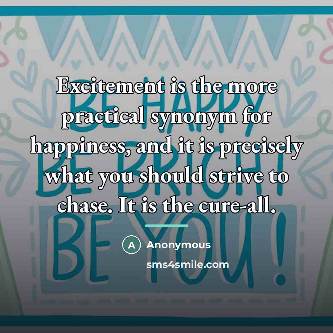 “Excitement is the more practical synonym for happiness, and it…” quote by Anonymous