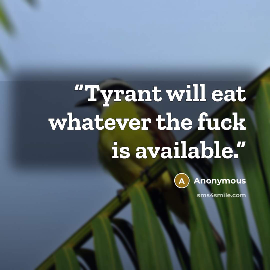 “Tyrant will eat whatever the fuck is available.” quote by Anonymous